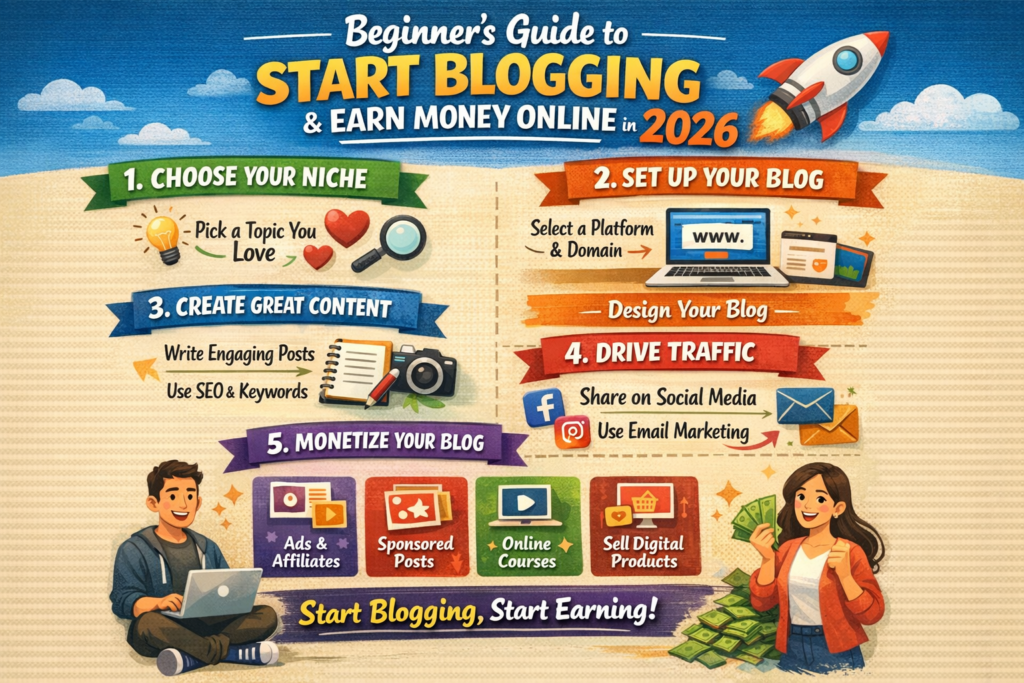 Beginner’s Guide to Start Blogging and Earn Money Online in 2026